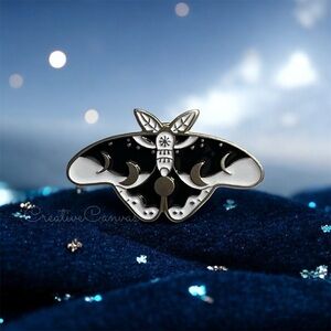 Lunar Phase Moth Enamel Pin